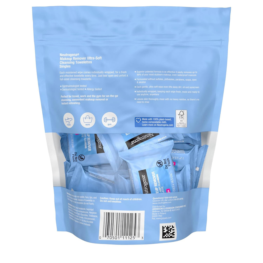 Neutrogena Makeup Remover Wipes - Alcohol-Free Daily Cleansing Towelettes | 20 Count Pack