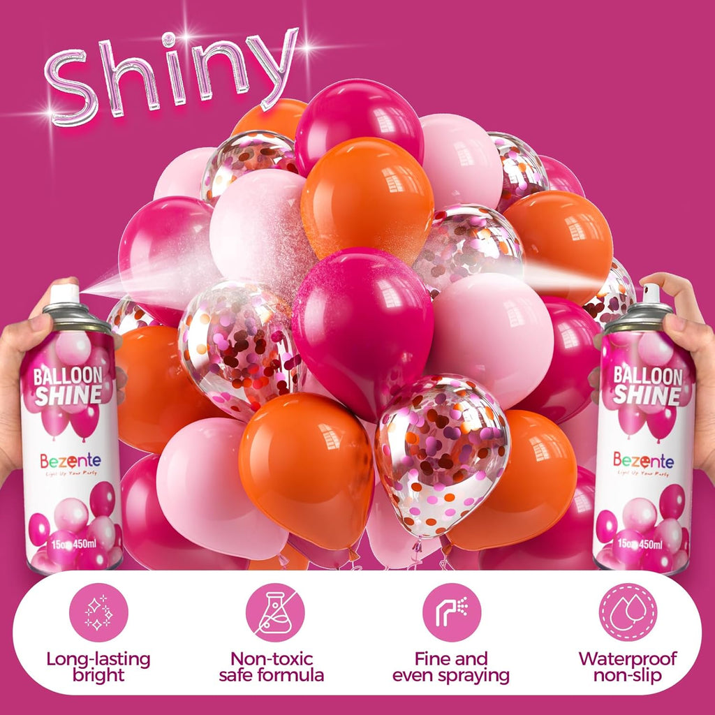 Bezente Balloon Shine Spray - High Shine Waterproof Spray with Dual Nozzles | 2 x 15oz for Events & Parties