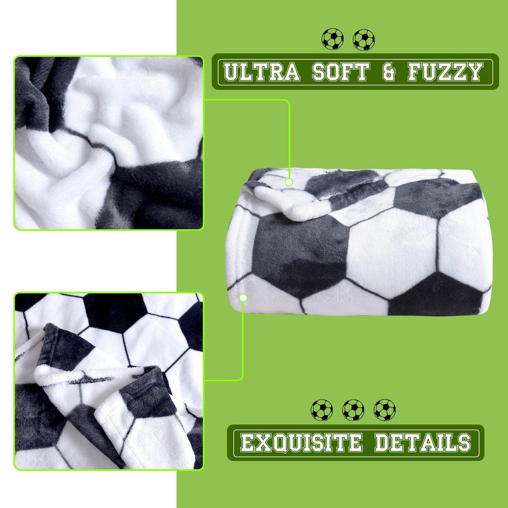 MASTIEE Soccer Blanket, Soccers Gifts for Boys Girls Soccer Lovers, Machine Washable Soft Fleece Throw Blankets for Kids Toddlers Teens, Soccers Decor for Bedroom Lving Room Play Room, 40x50 Inch