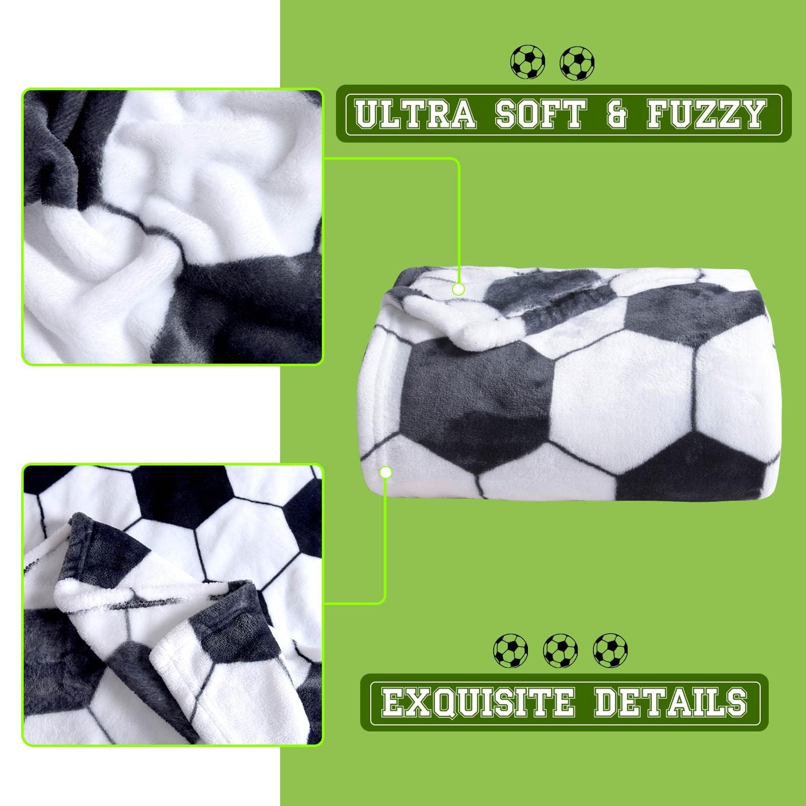 MASTIEE Soccer Blanket, Soccers Gifts for Boys Girls Soccer Lovers, Machine Washable Soft Fleece Throw Blankets for Kids Toddlers Teens, Soccers Decor for Bedroom Lving Room Play Room, 40x50 Inch