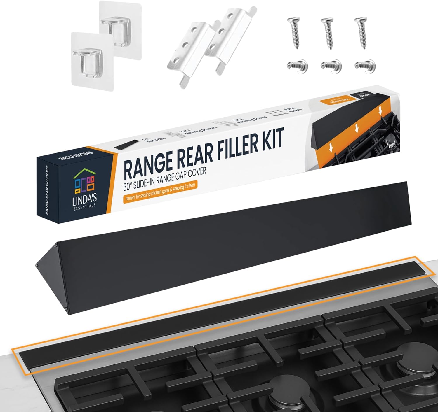 Skiennix 30” Slide-In Range Gap Filler Kit - Universal Aluminum Stove Trim Cover in Black
