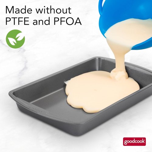 GoodCook Nonstick Steel Cake Baking Pan - 11 x 7 In for Brownies, Biscuits & Cakes | Gray Finish