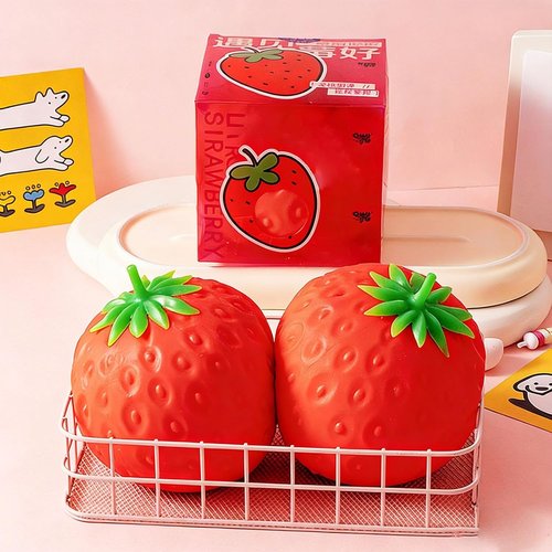 Giant Strawberry Squishy - Jumbo Squeezy Stress Ball for Adults | Slow Rise Fidget Toy (3.14 x 1.96 in)