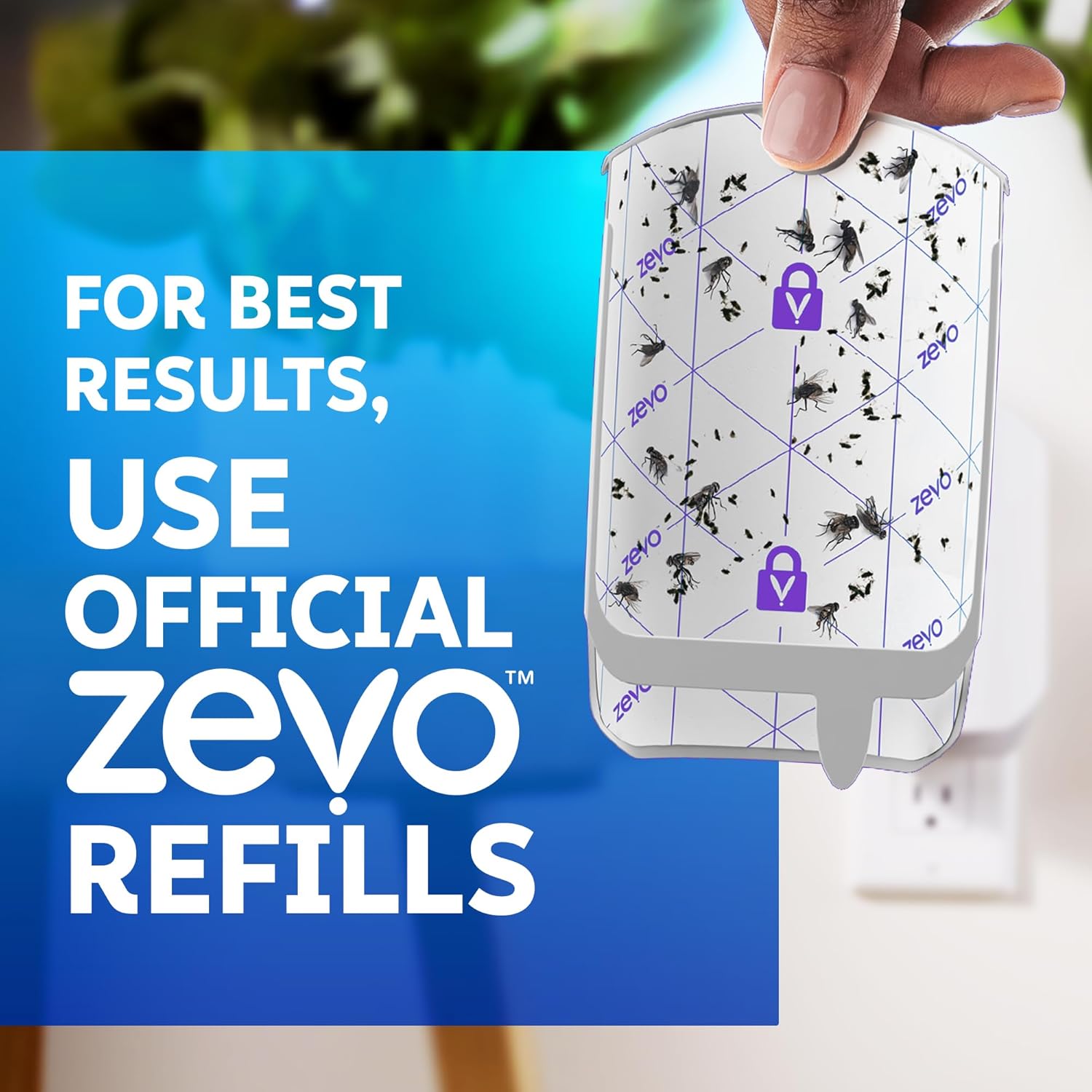 Zevo Flying Insect Trap Refill Cartridges - Compatible with Zevo & MAX Traps | Trap+Lock Technology for Gnats, House & Fruit Flies (4 Pack)