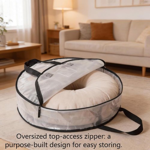 Hayoulabo Clear Christmas Wreath Storage Bags - Waterproof 24 Inch Container with Dual Zipper & Reinforced Handles for Holiday Decor Organization