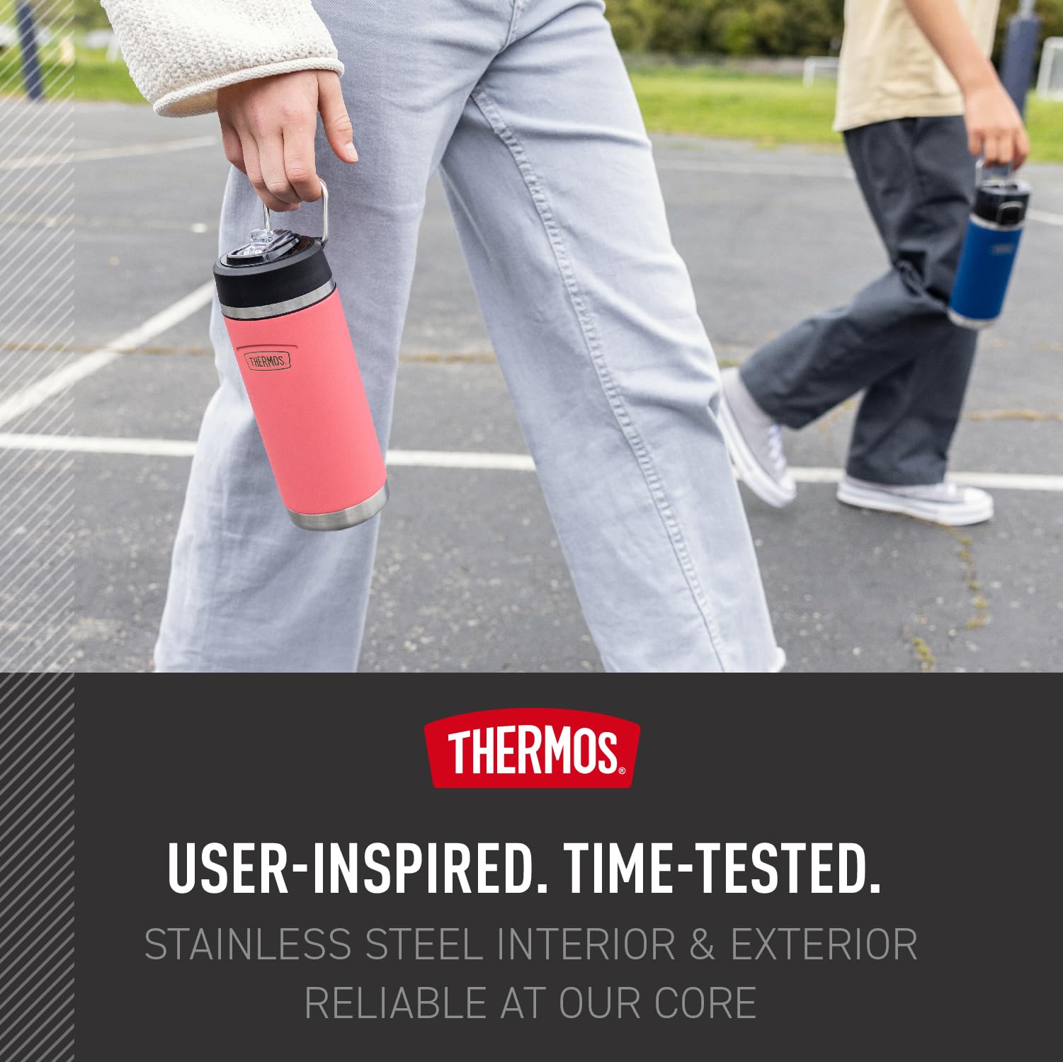 THERMOS ICON SERIES, Insulated Water Bottle with Straw Lid - 18 Ounce, Navy - Stainless Steel Vacuum Insulated Water Bottle with Straw Lid