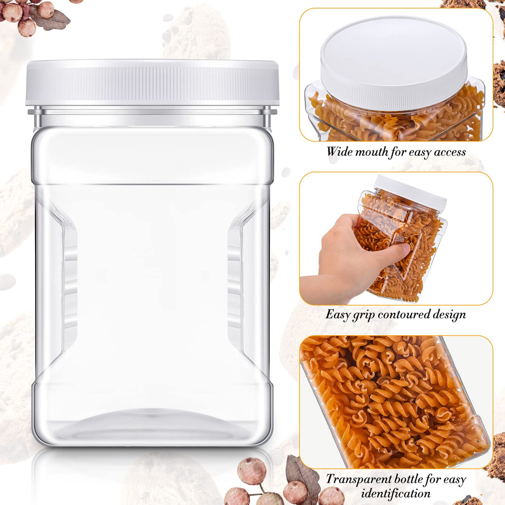 Gerrii 18 Pcs 27 Oz Plastic Storage Jars with Lids, Clear Wide Mouth Square Plastic mason Containers, Paint Storage Containers with Easy Grip Handles, Reusable Wide Mouth Canisters
