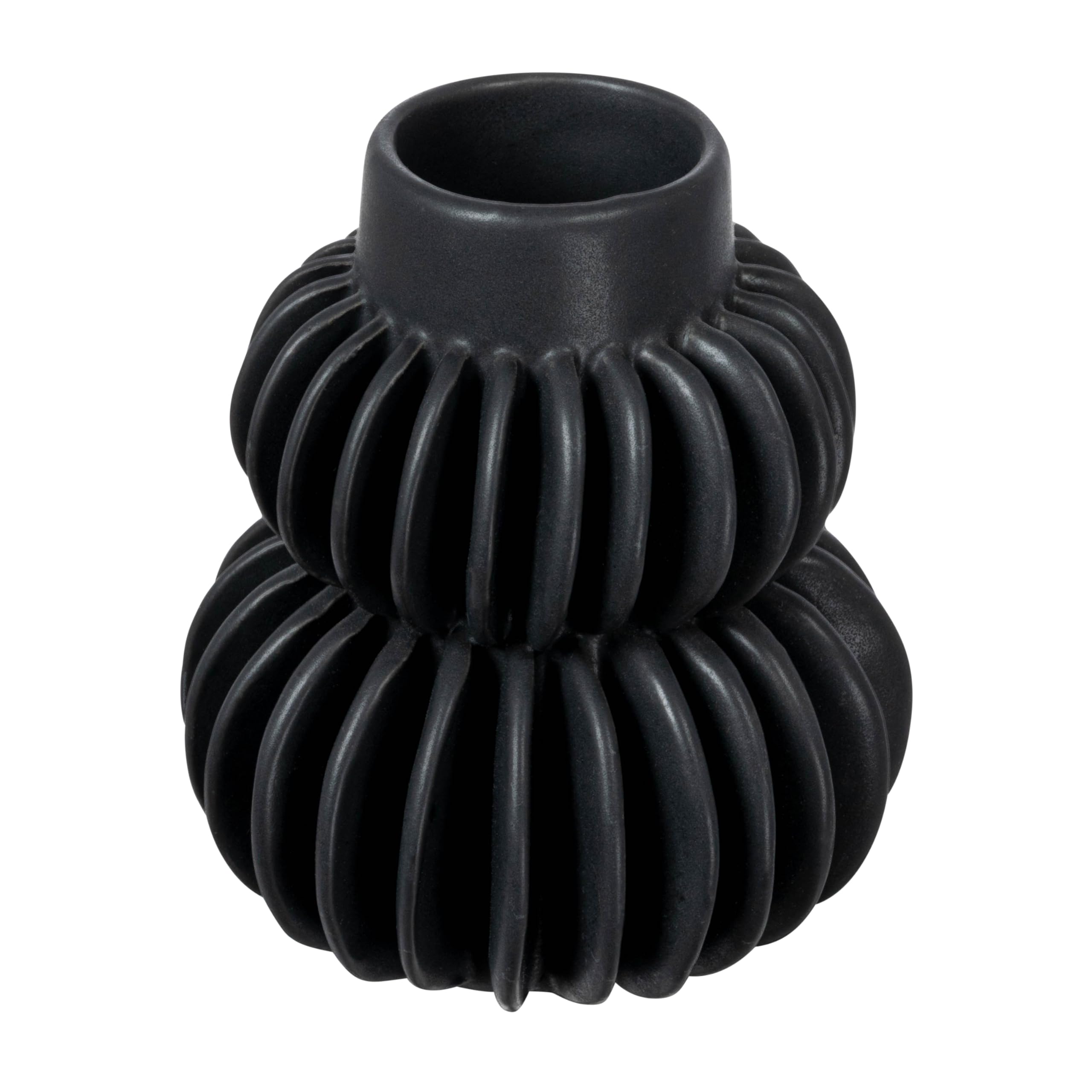Bloomingville Decorative Pleated Stoneware Vase, Black