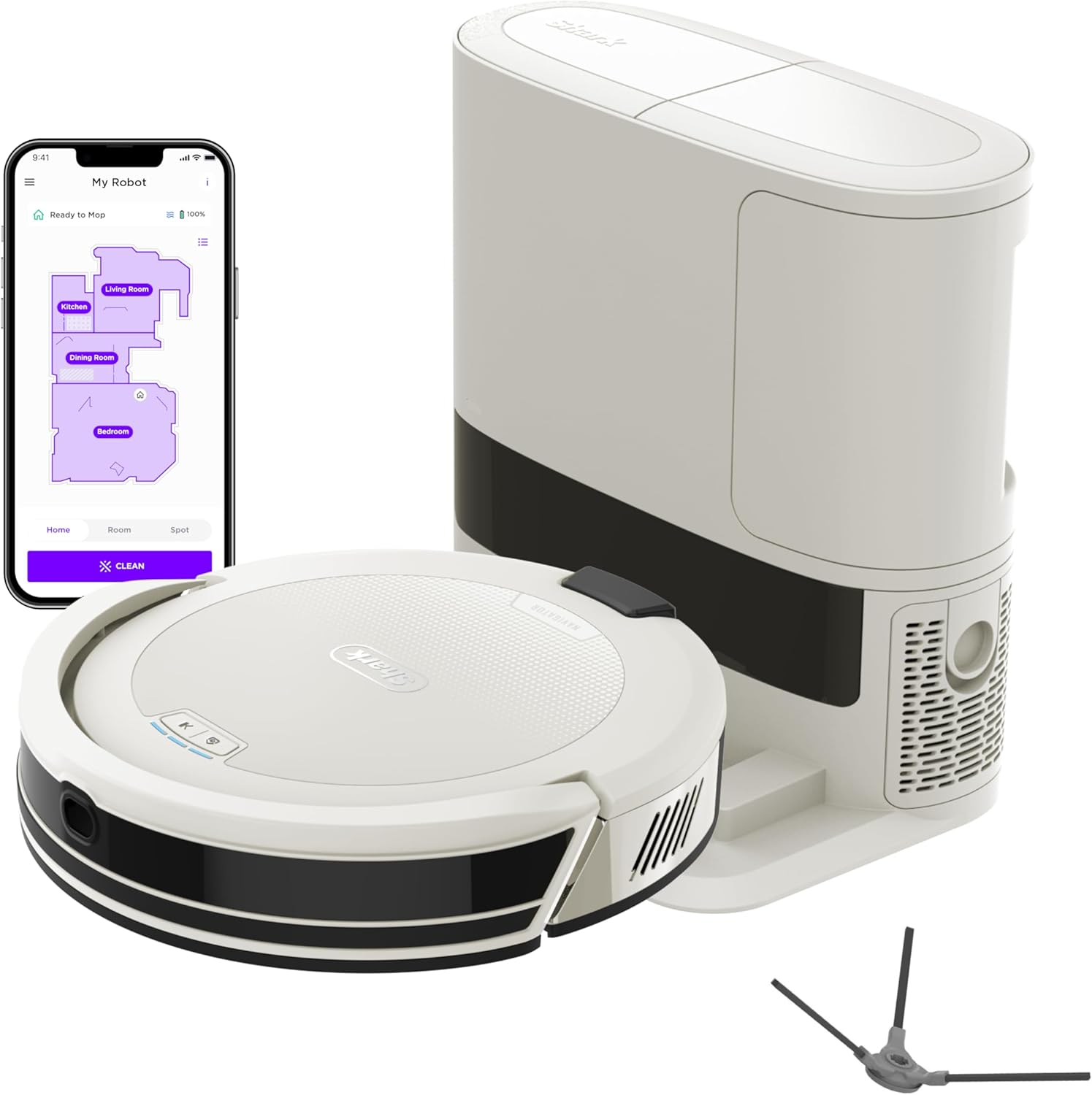 Shark Navigator Robot Vacuum - Powerful Suction & Smart Navigation | Self-Empty Base, White, AV2110S