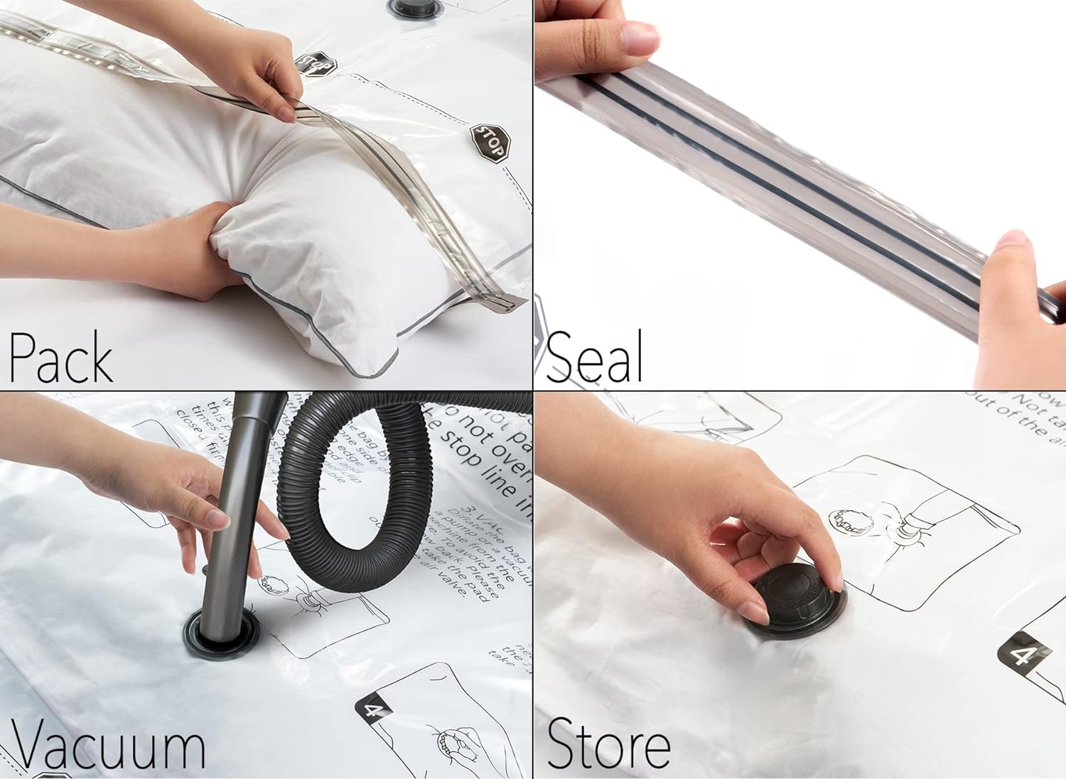 SpaceAid Jumbo Vacuum Storage Bags - Space Saver Compression Bags for Bedding & Clothes | X-Large 3 Pack
