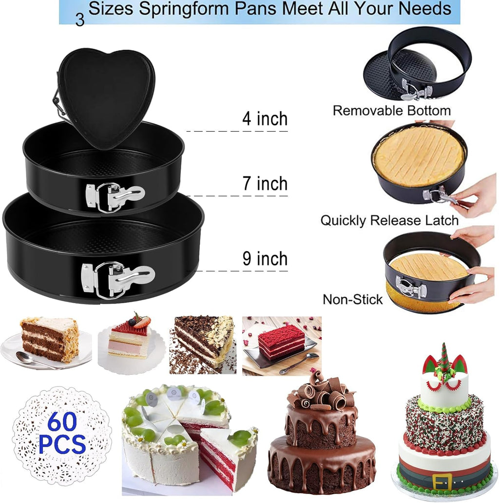 Skiennix Cake Decorating Kit - 567 PCS Baking Set with Springform Pans & Rotating Turntable for Beginners