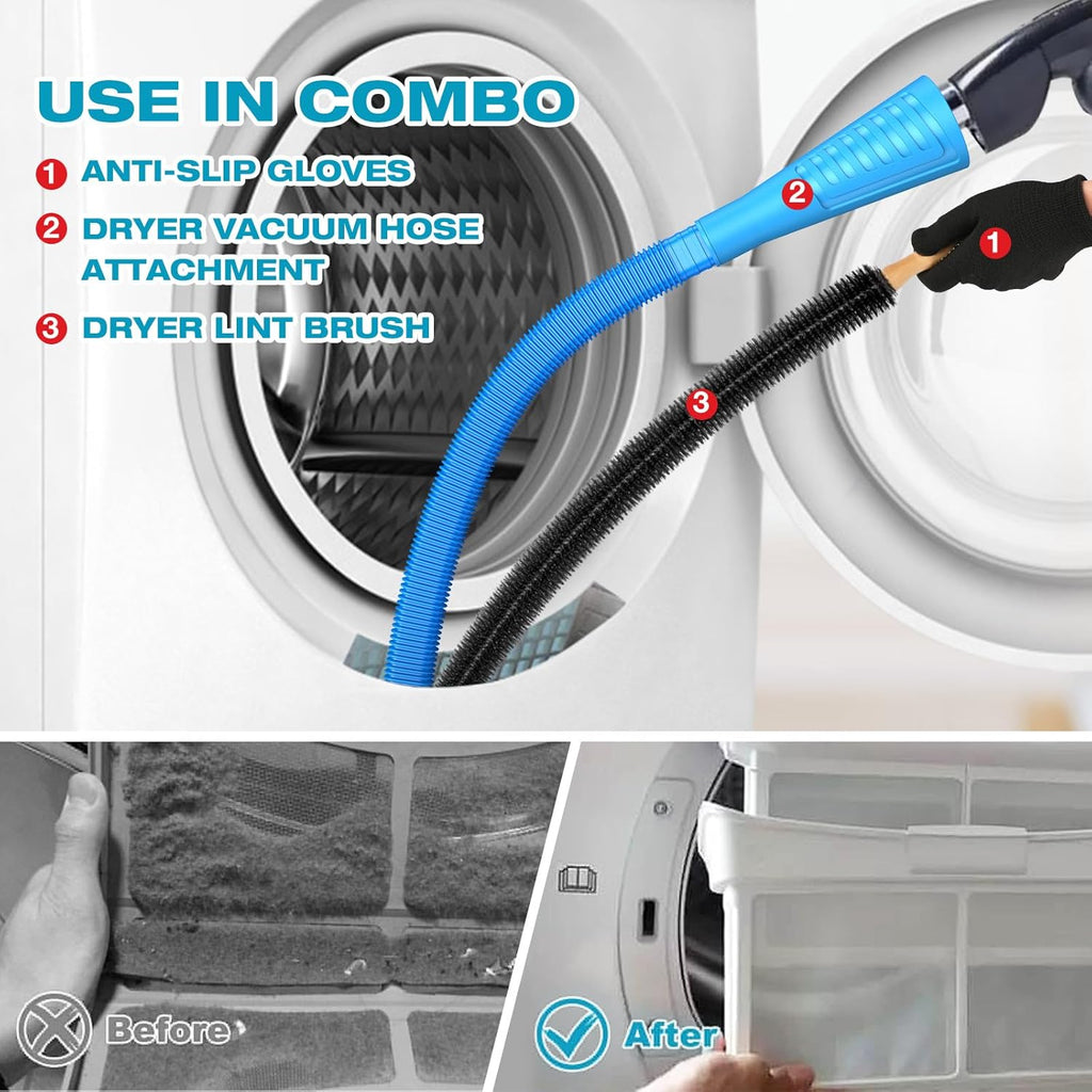 Sealegend 15-Piece Dryer Vent Cleaner Kit - 25-Foot Lint Vacuum Attachment & Brush Set (Blue)