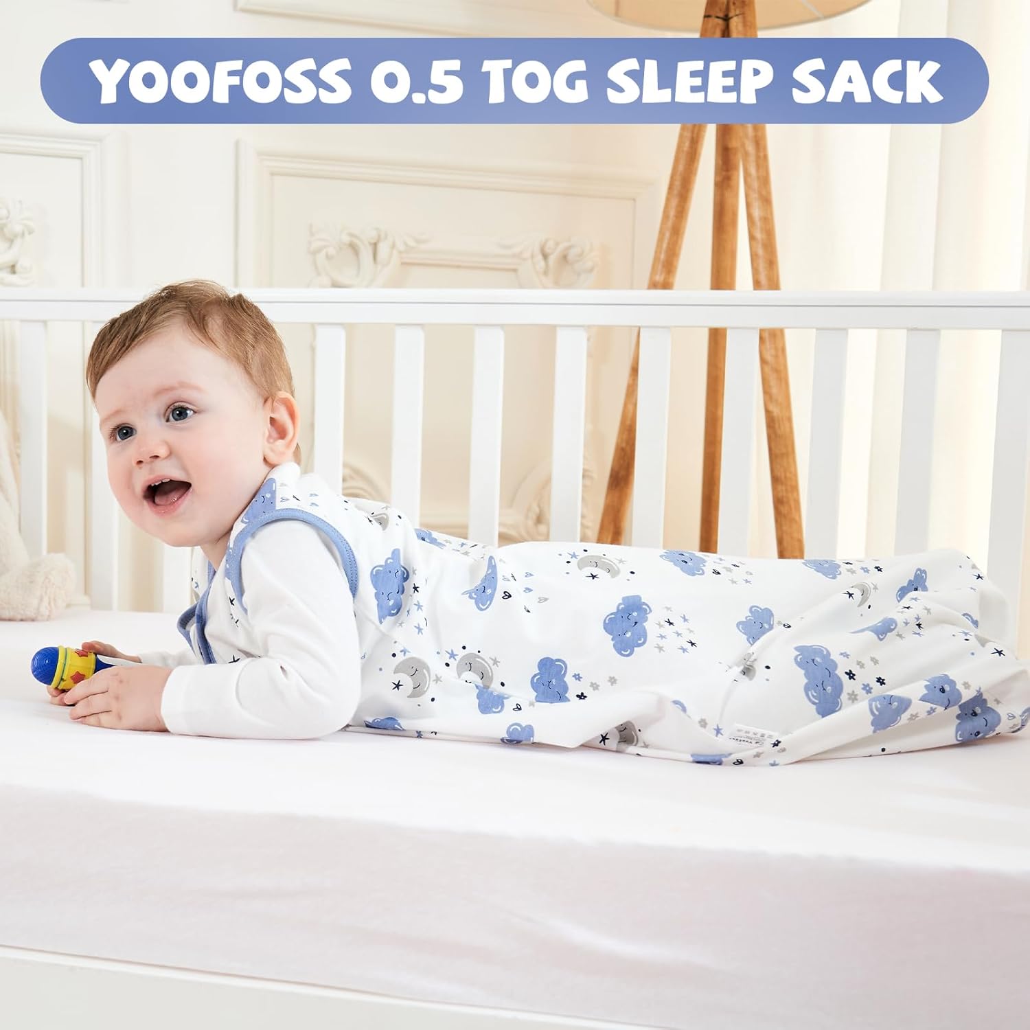 Yoofoss Baby Sleep Sack - 100% Organic Cotton Wearable Blanket for 0-6 Months | 2-Way Zipper, Lightweight