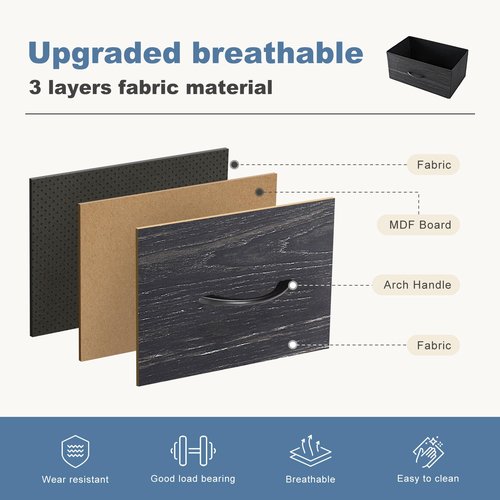 DUMOS 9 Drawer Dresser for Bedroom, Fabric Storage Organizer with Sturdy Metal Frame, Wooden Top Chest of Drawers for Closet Entryway Guest Room,Black Wood