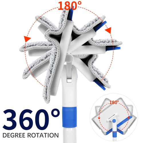 Baseboard Cleaner Tool with Handle, Wall Cleaner with Extendable Long Handle ,Door Frame Cleaning Tool Including 4 Reusable Cleaning Pads. Quick Clean Baseboard Cleaning, Ceiling and Wall.