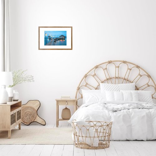 JCJMY 11x17 Picture Frame - Rustic Brown Design with 8x10 Mat | Shatter Resistant Plexiglass