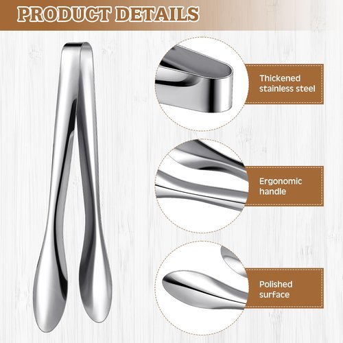Yiyiring 2 Pack 9 Inch and 12 Inch Serving Food Tongs Silver Buffet Stainless Steel Tongs Polished Heavy Duty Kitchen Tableware Set for Cooking Salad Party Picking up Ice Appetizers and More