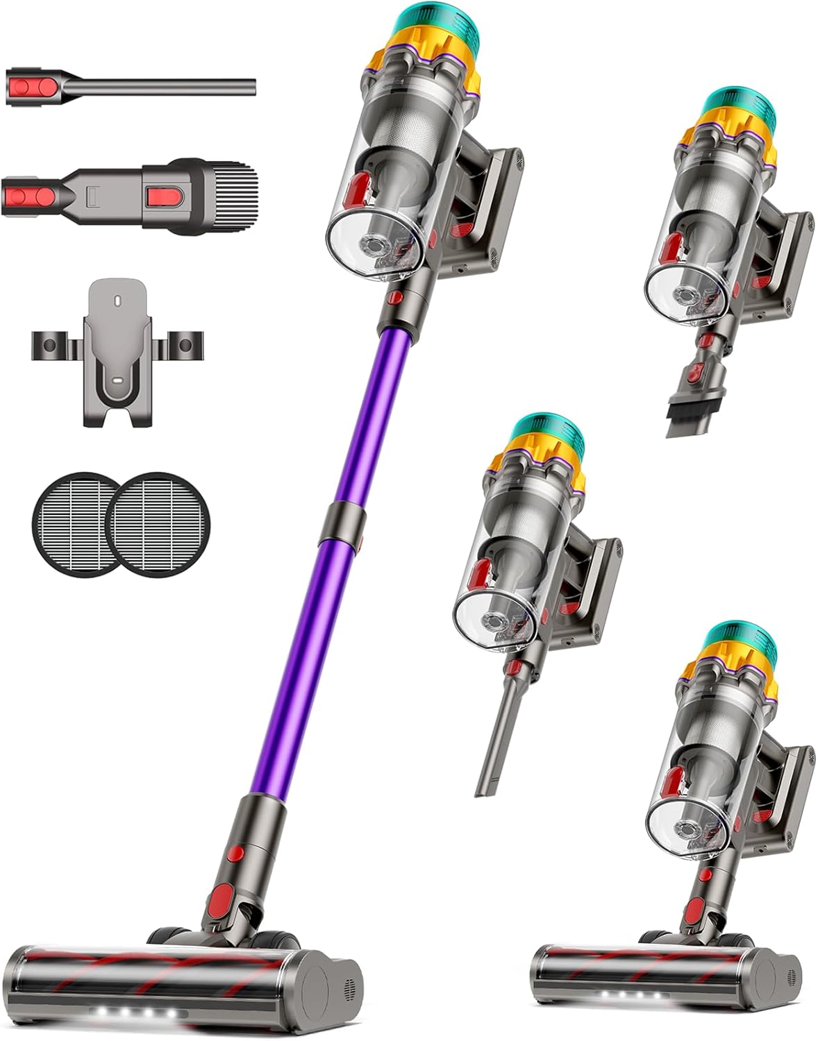 Skiennix Cordless Vacuum Cleaner - 55KPA Suction Power, 65 Mins Runtime, Anti-Tangle Brush | Purple