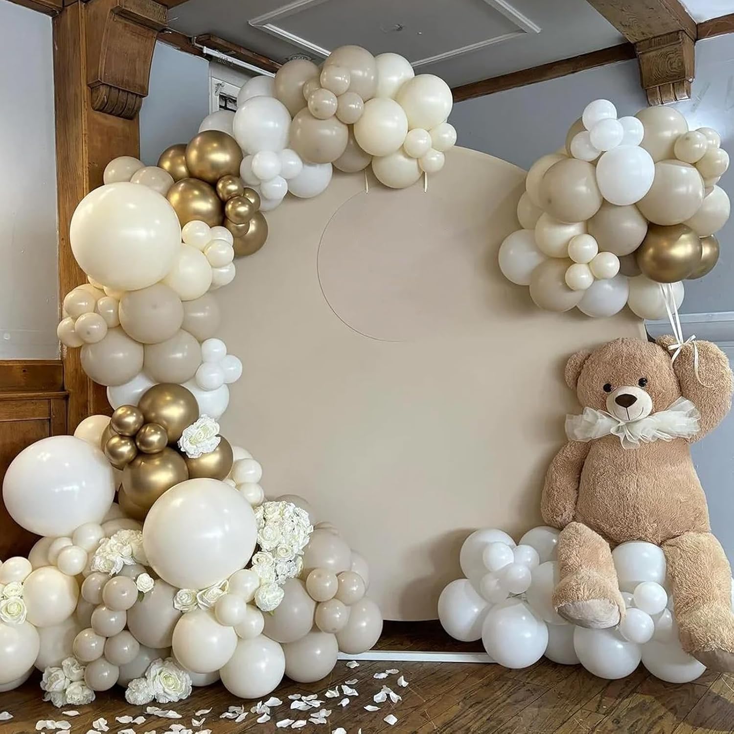 Voircoloria 105-Piece Ivory Latex Balloons - 12-Inch for Birthday, Baby Shower & Wedding Decor