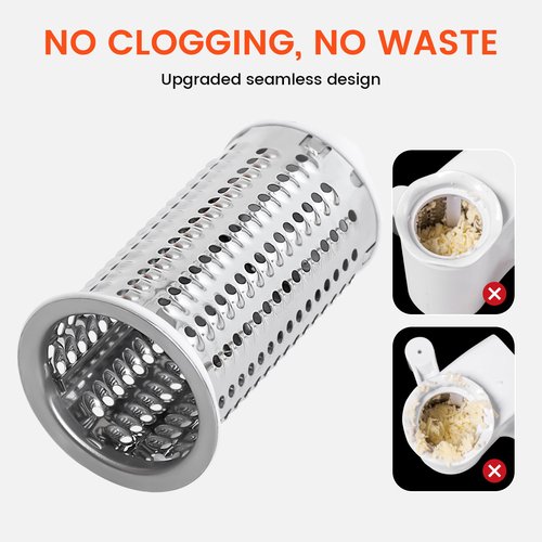 ANJUKE Rotary Cheese Grater with Handle, Manual Hand Crank Shredder with 2 Stainless Steel Drums (Fine & Coarse), Dishwasher Safe Grinder for Parmesan, Chocolate, Nuts & Kitchen Prep