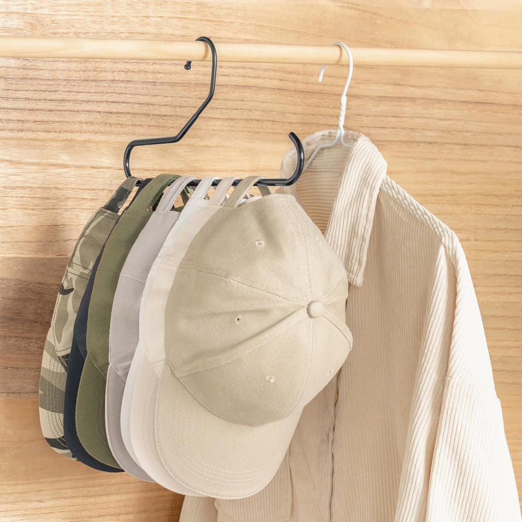 Mkono Hat Organizer - Metal Rack for Baseball Caps | Set of 2 Hangers Holds 20 Caps, Black