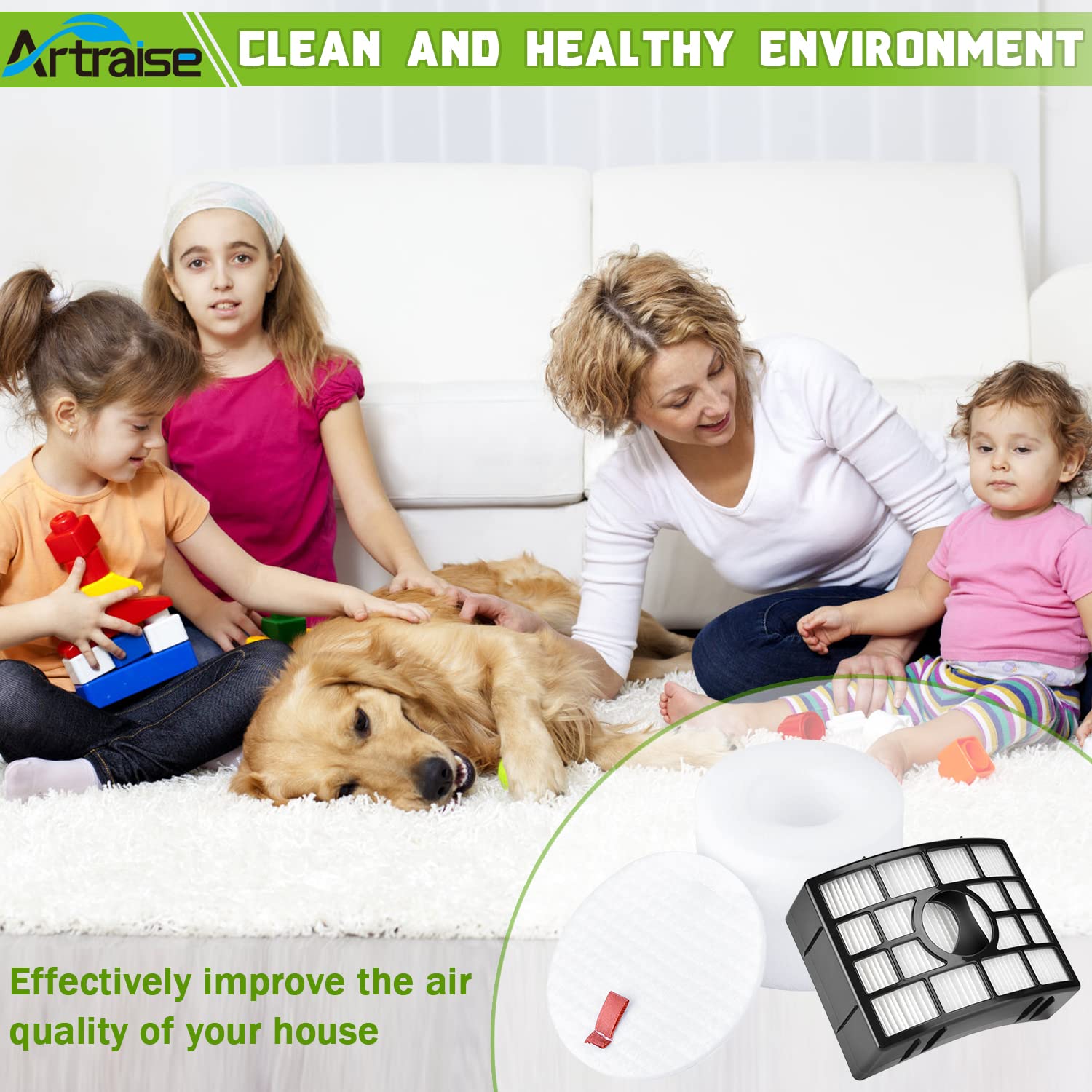 Filter Replacement for Shark Rotator APEX DuoClean Powered Lift Away Vacuum AZ1002 NV650 NV651 NV652 NV750 NV750W NV751 NV752 AX950 AX951 AX952 ZU881, 4 Foam and 2 HEPA Filters, Parts XFF650 & XHF650