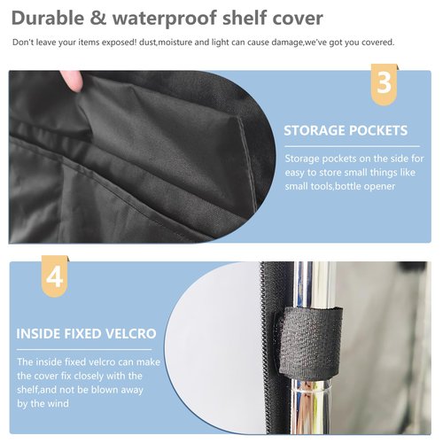 Dalema Wire Rack Covers,Heavy Duty 600D Dustproof Waterproof Storage Rack Covers for Metal Shelves,Storage Shelf Cover with Zipper for Wire Shlef,30''W x 14''D x 63''H,Black with Clear Front