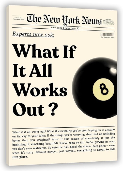 **What If It All Works Out | Inspirational Canvas Wall Art - Positive Affirmations for Home Decor | 16" x 24" Stretched Frame**