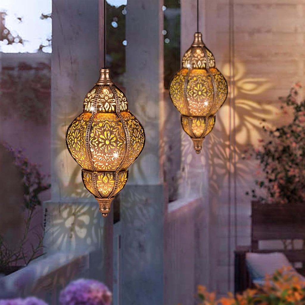 Skiennix Solar Lanterns - Waterproof Hanging Garden Lights | Unique Moroccan Decor for Outdoor Spaces