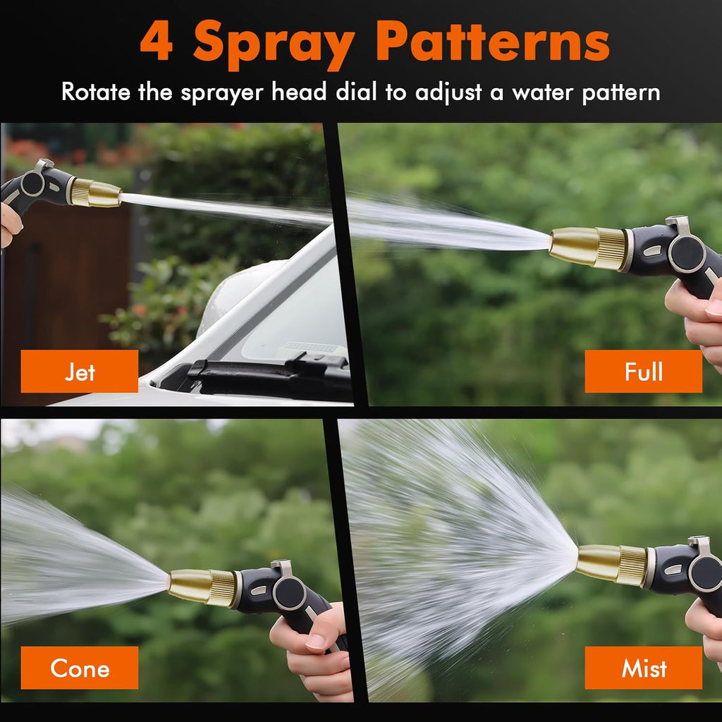 RESTMO High Pressure Hose Nozzle - Heavy Duty Brass Head for Car Washing & Garden Cleaning | 4 Adjustable Spray Patterns