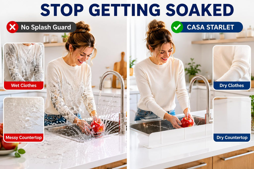 30 inch(75cm) Premium Kitchen Sink Silicone Water Splash Guard Size Upgrade 30" and new Package - NO Suction Cups, Ultra Wide 30" - Made in Korea (Ultra Wide Eco White)