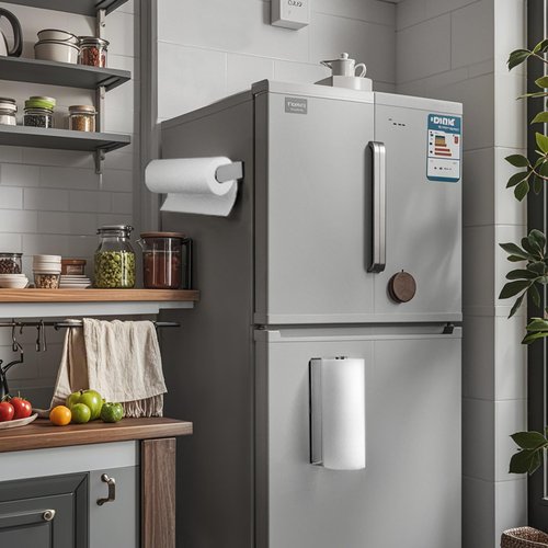 YIGII Magnetic Paper Towel Holder for Fridge, Silver Toilet Roll Holder with Strong Magnets, Multifunctional PaperTowel Rack for RV, Kitchen, Grill, Stainless Steel