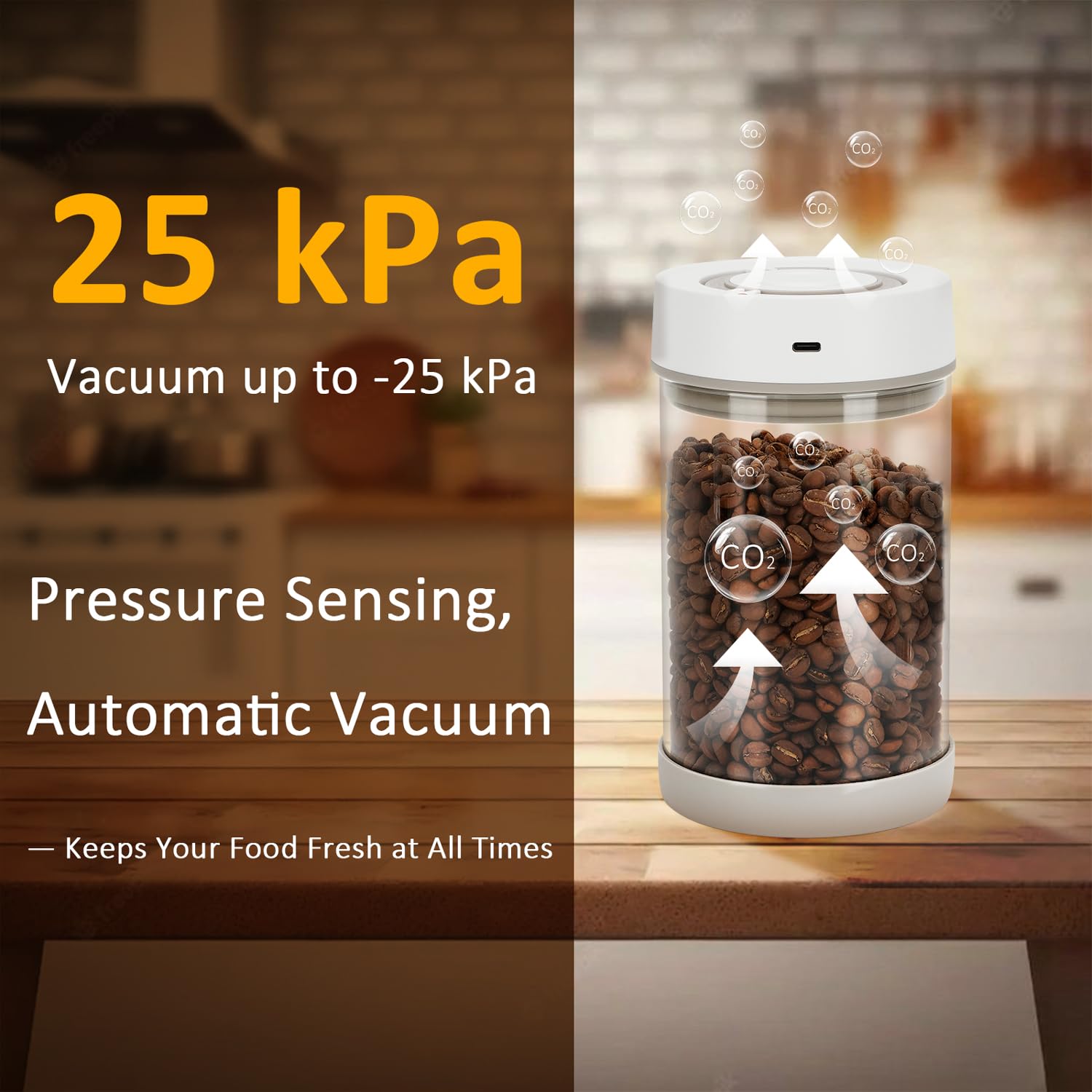 YINDUZ Automatic Vacuum Coffee Canister, 1.35L Airtight Coffee Canister for 18oz Coffee Beans, One-Button Operation & Date Tracker, Coffee & Food Storage Container, Coffee Bar Accessories, Gifts