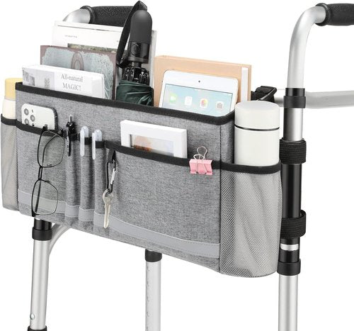 EXLIFBAG Walker Bag - Folding Design with Cup Holder for Seniors | Gray Color