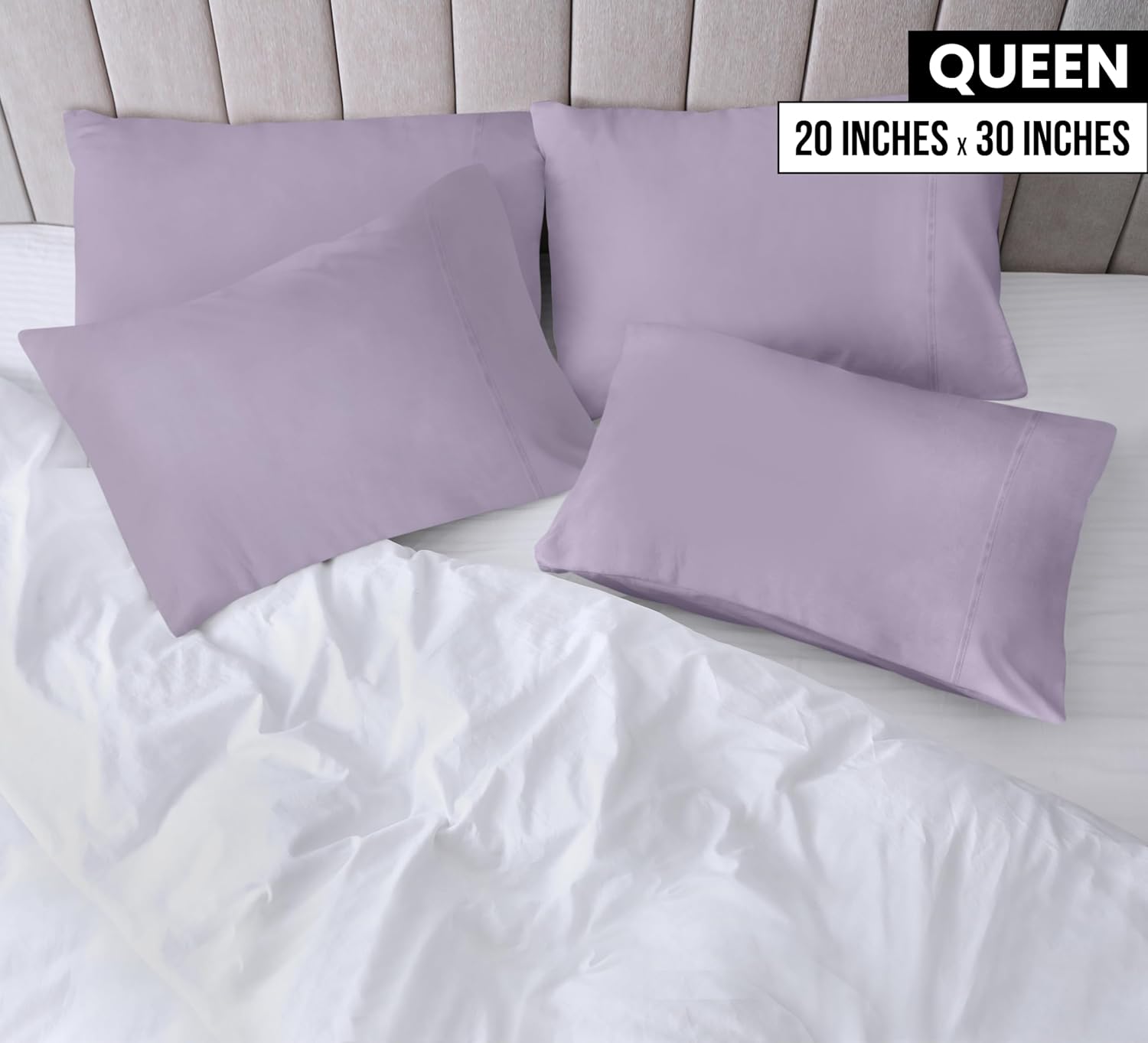 Utopia Bedding Queen Pillow Cases - 4 Pack Soft Brushed Microfiber | Fade Resistant 20 x 30 Inches (Lavender)