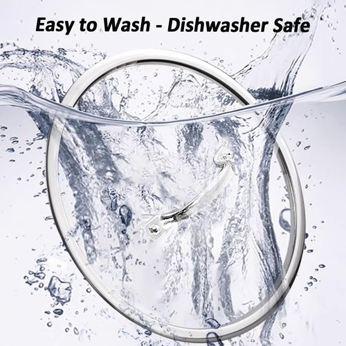 14 Inch Glass Lid For Pots, Pans and Skillets, Clear Glass Lid Replacement with Steam Vent, Stainless Steel Covers For large Frying Pan, Stock Pot, Cast, Fits Pots With Inner dia. 14.1-14.5 Inches