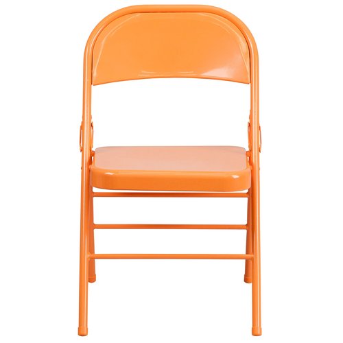 Flash Furniture 4 Pack HERCULES COLORBURST Series Orange Marmalade Triple Braced & Double Hinged Metal Folding Chair