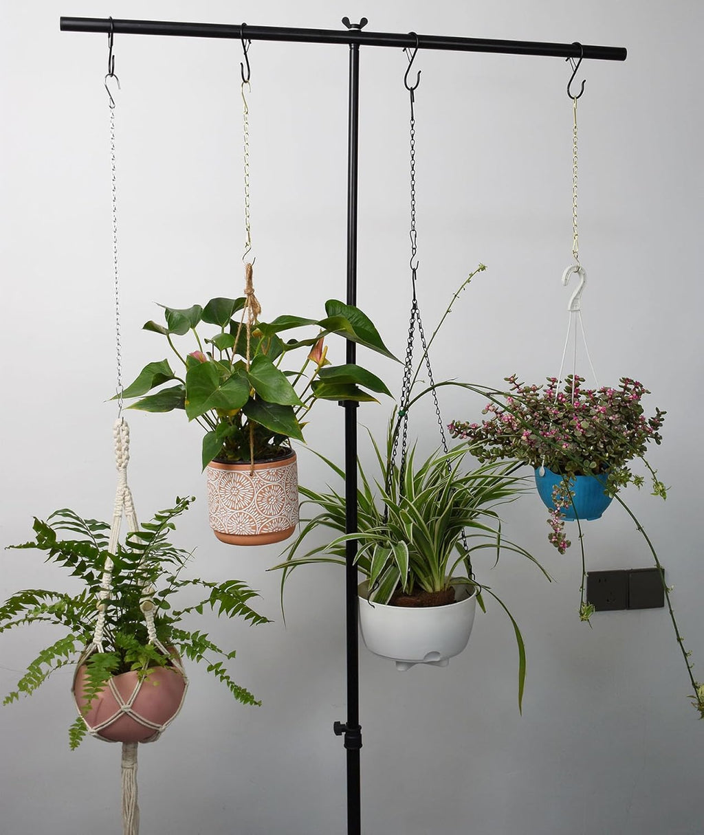 Skiennix Hanging Plant Chain - 11 Inch Black Basket Hooks for Bird Feeders & Wind Chimes | 6 Pack