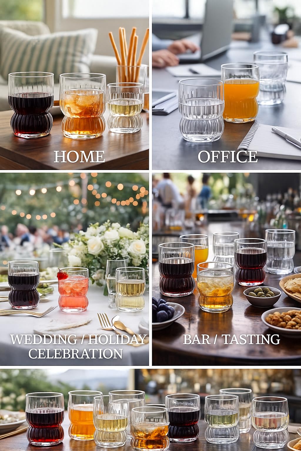 60 Count 12 Ounce ripple Unbreakable Stemless Plastic Wine Cocktail Whiskey Glasses Elegant Durable Disposable Indoor Outdoor Ideal for Home, Office, Bars, Wedding, Holiday, Celebrations, Tasting