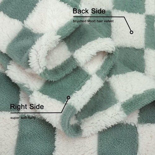 HOMRITAR Checkered Baby Blanket - Sage Green Soft & Fluffy 3D Chessboard Design | Reversible 30 x 40 Inch for Infants