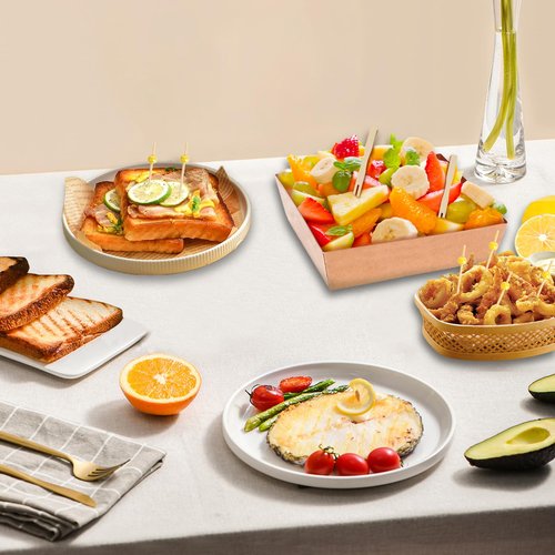 CADVJXZ 100 Pack Charcuterie Boxes with Clear Lids, 5.4 Inch Mini To Go Charcuterie Food Containers+200 Cocktail Picks+100 Lables, Disposable Paper Sandwich Bakery Dessert Boxes for Salads,Cookie