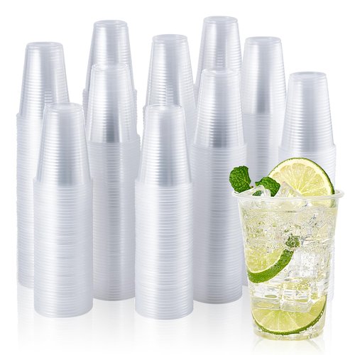 Vplus 2000 Pack 9 OZ Clear Plastic Cups, 9 Ounce Disposable Cold Water Party Drinking Cups for Wedding Thanksgiving Christmas Party