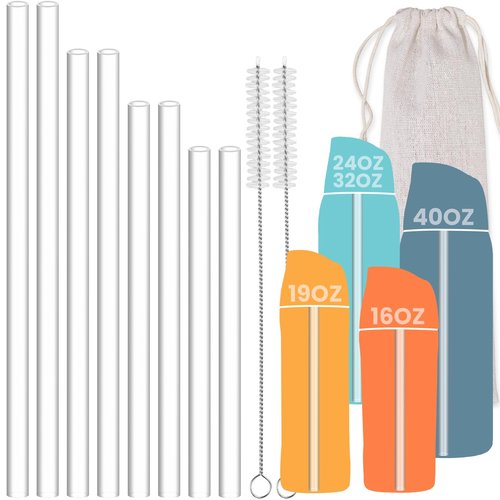 NiHome 8PCS Tritan Drinking Straws Fit for Owala Water Bottle, 4 Lengths Plastic Reusable Straws Fit for FreeSip 19oz 24oz 32oz 40oz, Tritan 25oz, Kids’ FreeSip 16oz, Brushes & Storage Bag (Clear)