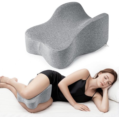 anzhixiu Long Knee Pillow for Side Sleeper Fully Support Thighs and Knees for Sciatica, Back, HIPS, Knees, Joints Pain Relief - Leg Pillow for Side Sleeping Between Legs Aligns Spine- Pure Gray