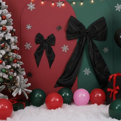 Black Bow Decor | 2 Pack Large & Small Coquette Wall Backdrop for Valentine's Day & Weddings