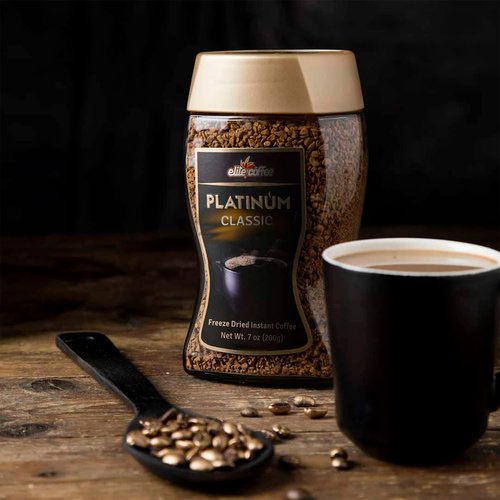 Elite Platinum Freeze Dried Instant Classic Coffee 7.5oz (2 Pack) | Kosher for Passover | Glass Jar | Rich Aroma
