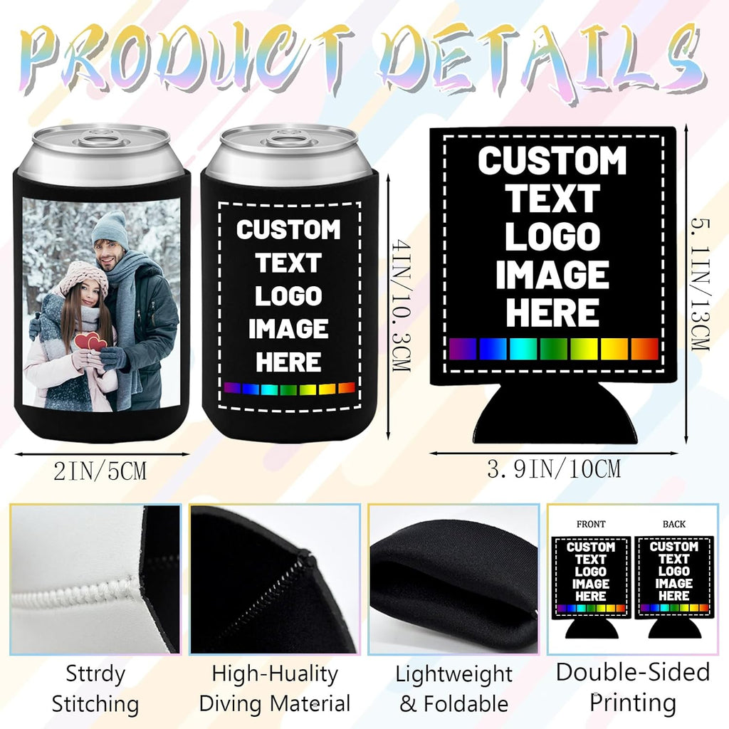 Skiennix Custom Can Cooler - Insulated Drink Holder for 12 oz Cans & Bottles | Perfect for Weddings & Parties