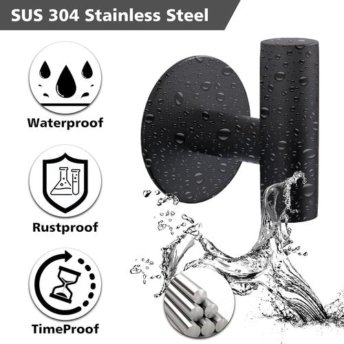 Bntuk Heavy-Duty Adhesive Hooks - Stainless Steel Waterproof Coat & Towel Holders | 2 Pack