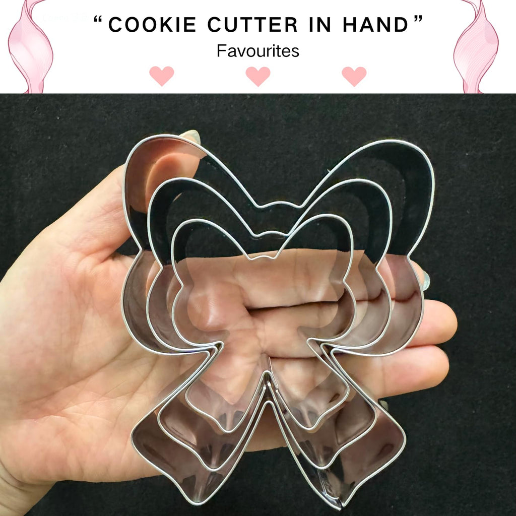 Auktosmn Bow Cookie Cutter Set-Size 3.78" 3.0" 2.2"-3 Pieces-Dishwasher Safe - Metal Cookie Cutter for Baking - Perfect for Baby Shower, Birthday, Wedding, and Holiday Cookies