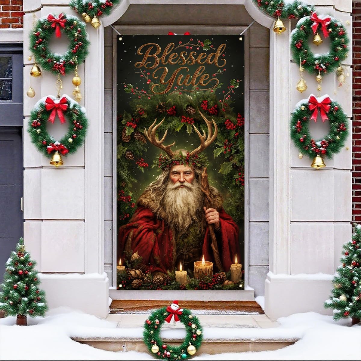 Yule Banner - Winter Solstice Backdrop Sign | Krampus Xmas Decor for Home & Party Celebrations
